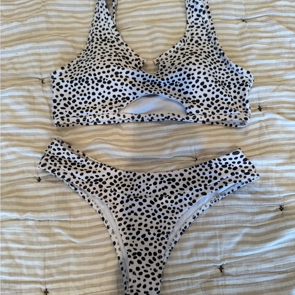 Stylish Black and White Polka Dot Bikini